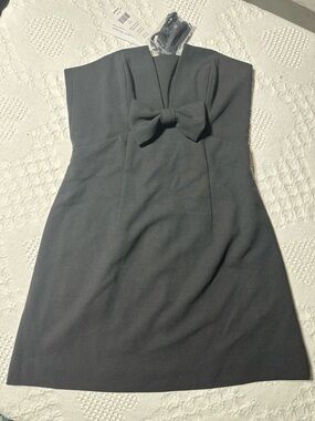 French Connection Black Strapless Mini Dress with Bow Accent- size 2- NWT